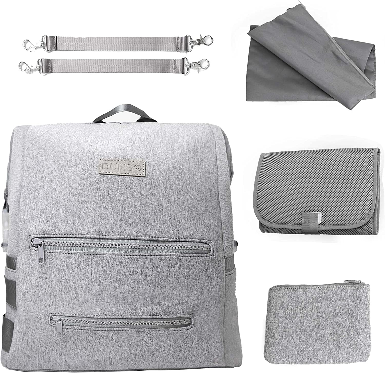 Neoprene Bag Backpack | Lightweight Multipurpose Minimalist Style Diaper Backpack| Water-Resistant Travel Baby Bag Gray