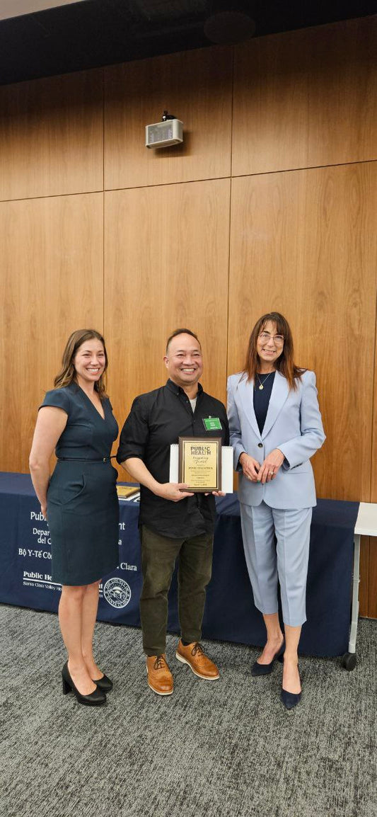 man receiving an award