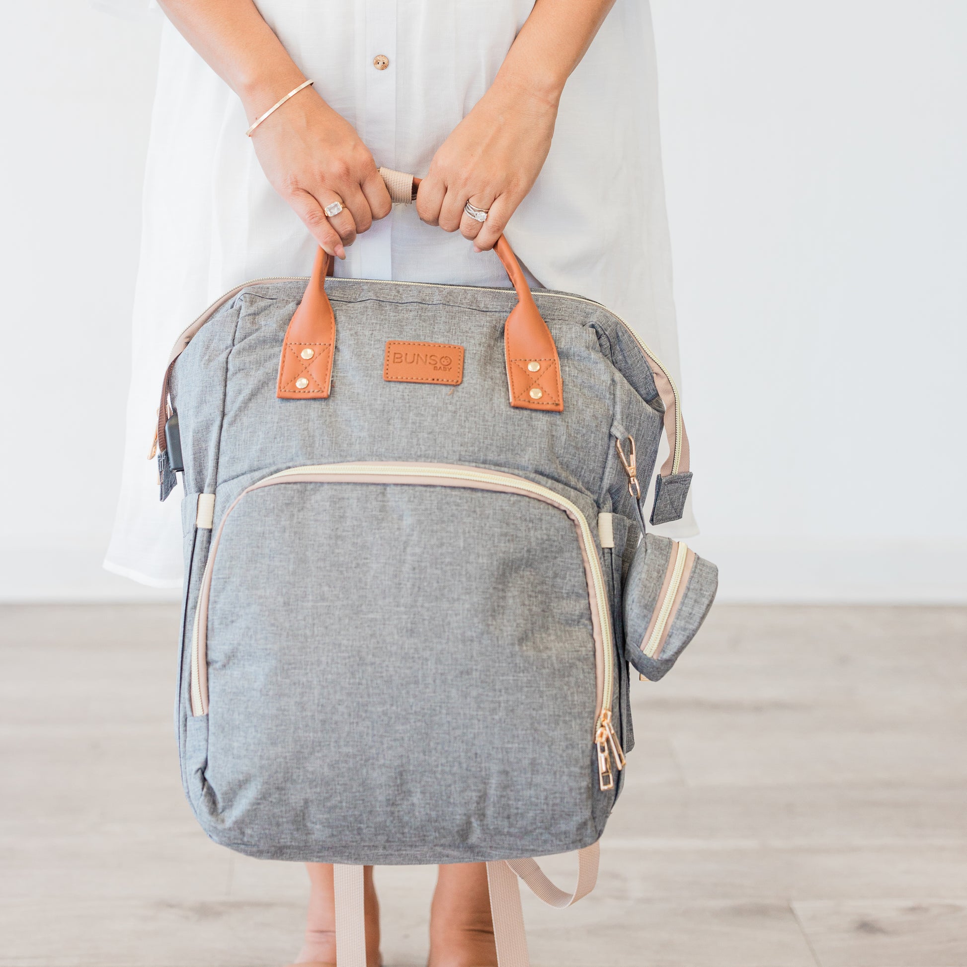 Bb Gear Backpack Diaper Bag with Adjustable Shoulder Strap, Gray