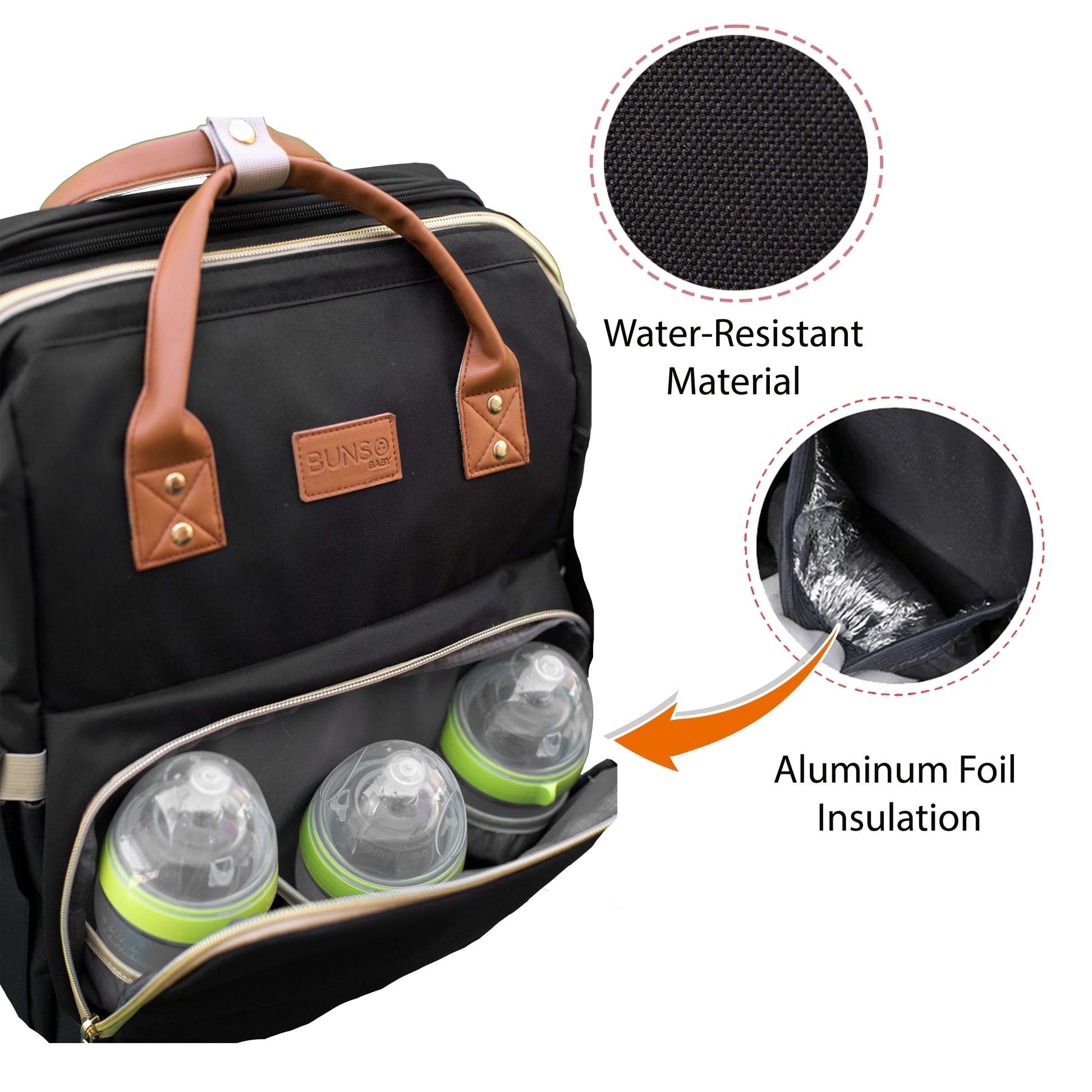 diaper bag backpack, bamomby multi-function waterproof travel backpack  nappy bags for mom,dad with insulated pockets, changing pad, newborn diapers  registry baby shower gifts for boys,girls-black 