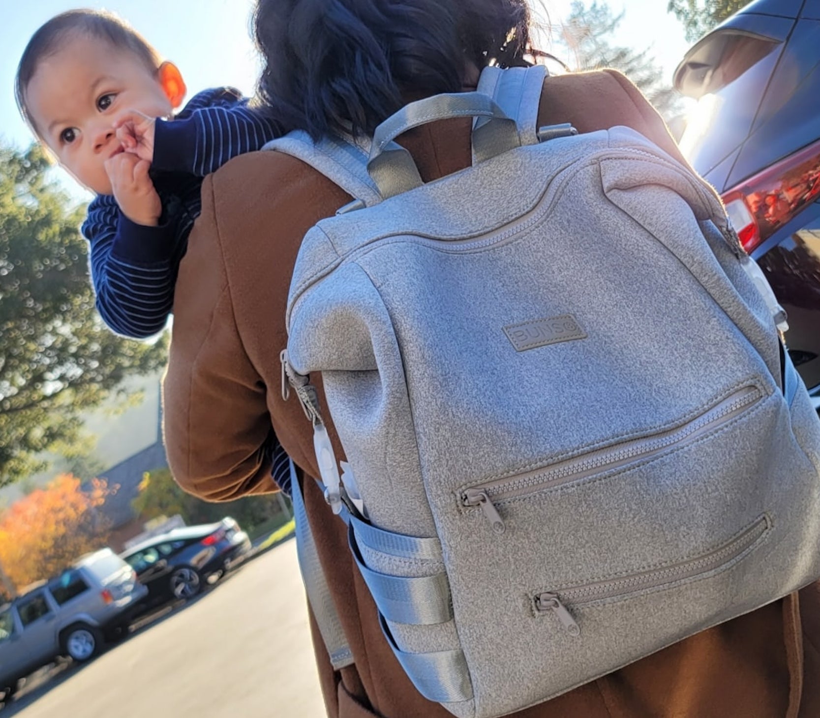 Grey diaper backpack best sale